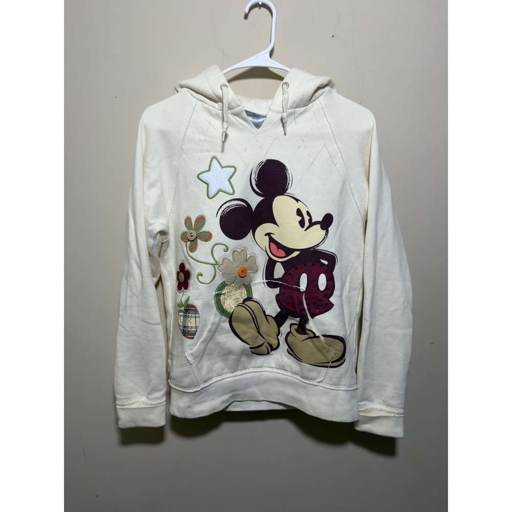 Vintage Mickey Mouse Walt Disney World Womens Sweatshirt Cream Color Siz Medium